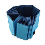 Blue folding cart with wheels on a white background